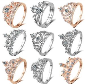 Wielo- Styl Crown Diamond Pierścienie Kobiety Biżuteria Kryształowe Pierścienie Gril Ładne Prezenty Kreatywne Pierścienie Bezpłatny statek