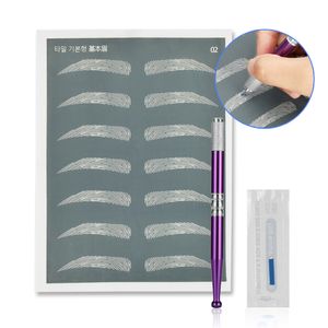 1Set Practice 메이크업 Microblading Eyebrow Tattoo Kits 5 스타일 눈썹 영구 화장 키트 Starter Professional Kit 문신 펜 바늘