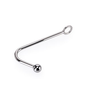 small size single ball metal anal hook with bead butt plug dilator stainless steel prostate massager BDSM sex toy for man women D18111502