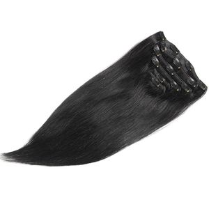 7 sztuk Remy Clip In Human Hair Extensions Malezyjski Dziewiczy Włosy Prosto 100g Brak rzutu, Plątanina Bezpłatnie