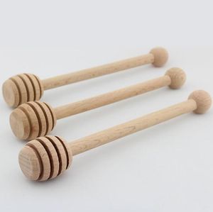 300 pz / lotto Spedizione veloce Agitatori in legno Mestolo per miele Legno Cucchiaio per miele Bastone per miele Vaso Bastone Raccogliere Dispense Miele Strumento LX4158