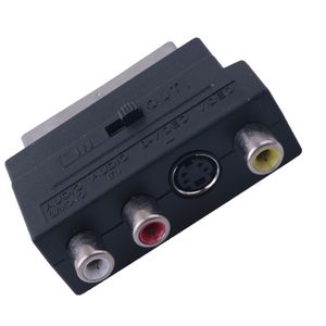 Adattatore S-Video RGB Scart a 3RCA Composito RCA SVHS Convertitore audio AV TV per registratore DVD video Proiettore televisivo TV DHL FEDEX EMS SPEDIZIONE GRATUITA