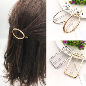 Fashion Woman Hair Accessories Circle Hair Clip Pin Metal Geometric Alloy Hairband Square Hair Grip Barrette Girls Holder