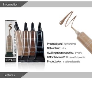 DHL free new Handaiyan eyebrow gel 6 colors in stock Waterproof Shading Liquid Eyeshadow good quality with gift