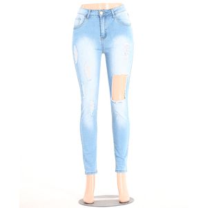 Damen Skinny Jeans mit zerrissenen Löchern, Push-Up-Hosen mit mittlerer Taille, Damen, lässige Slim-Fit-lange Hosen, weibliche Hosen