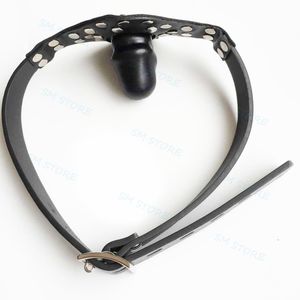 Bondage Restriant Studded Leather Strap Mouth Gag Oral 5cm Plug Låsbar Buckled Toy # R97