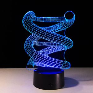 3D DNA LED Night Lamp Base Base Abstrato Lâmpada Lâmpada Lâmpada LED Night Light Table Decoração Acrílica Light Luminárias # R21