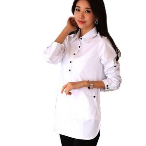 Kvinnor långärmad blus skjorta elegant blusa feminina bomull kvinnor mode vit skjorta kvinnor plus storlek blouses arbete bär xxxl