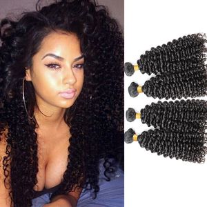 8a Top-Qualität natürliche schwarze indische Haarverlängerungen 4 Stück lockiges Haar Bündel 1024 Zoll Echthaar Webart Julienchina Bella Free