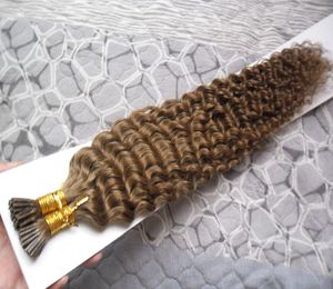 Kinky Curly I Tip Hair Extension Human 100g Human On Capsule Real Hair 100s Pre Bonded keratin stick tip hair extensions