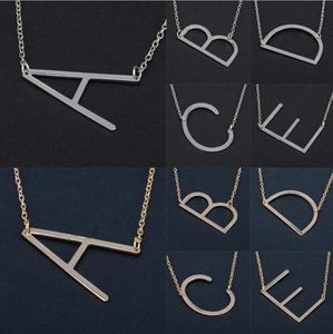 2019 мода из нержавеющей стали A-Z английский алфавит начальное ожерелье серебро позолоченные заглавная буква кулон ювелирные изделия для женщин