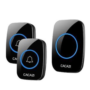 CACAZI Home wireless Doorbell 100-240V EU/UK/US Plug waterproof Door Bell 2 Push Buttons+1 Doorbell Receiver 38 rings door chime