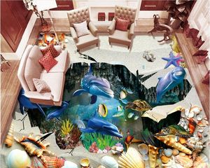 Photo personalizzato floor wallpaper 3D Beach Shell Bottom Shood Room Camera da letto Bagno Piano murale Carta da parati autoadesiva