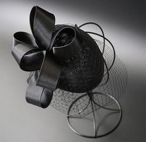 أنيقة 2018 أعلى جودة قفص العصافير الحجاب قبعة الزفاف مع كليب الأسود تول حفل زفاف مساء fascinator القبعات الزفاف اكسسوارات