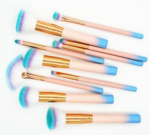 Градиентный цвет Pro 10pcs Makeup Brushs Set Cosmetic Pusgh