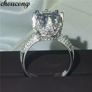 Choucong Yuvarlak kesim 11mm Diamonique 8ct Elmas Kadınlar Için 925 ayar Gümüş Nişan Düğün Band Yüzük Sz 5-10