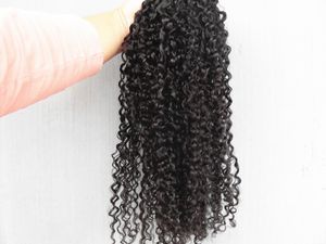 Brazilian Human Virgin Remy Clip Ins Hair Extensions New Curly Weft Black Color Thicker Double Drawn