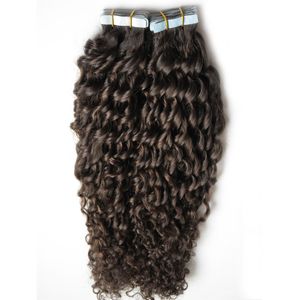 Kinky Curly Tape Przedłużanie włosów 100g Wątek skóry Taśma w przedłużeniu włosów 40szt Taśma Ludzkie doczepiane włosy samoprzylepne 14 