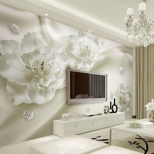 Custom Any Size 3D Wall Murals Wallpaper Silk Flower European Style TV Background Large Painting Living Room Mural Paper