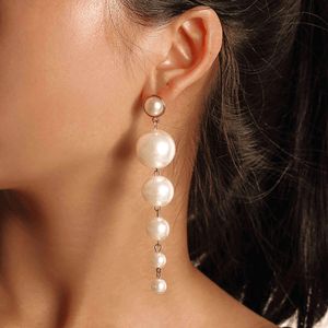 Trendy Imitation Pearl Pendant Drop Earrings Long Tassel Dangle Earring For Women Lady Fashion Statement Ear Ring Jewelry Birthday Gifts