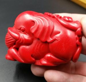 Factory wholesale natural jade cinnabar seal Houbai hands and pieces of chicken blood red cinnabar elephant hand pieces pendant