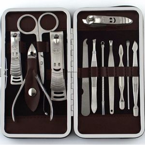 12 pezzi Set manicure pedicure forbici pinzette coltello orecchio pick utility tagliaunghie kit, set di strumenti per la cura delle unghie in acciaio inossidabile nuovo