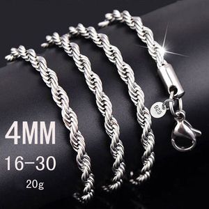 Cadenas De Amatista al por mayor-4 MM plata esterlina cadena de la cuerda pulgadas collar de lujo de alta calidad para mujeres joyería de moda a granel