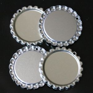 33 * 33mm Rodada Plana Bottlecaps Para Artesanato Arcos de Cabelo Colar de Jóias DIY Achatada Tampas de Garrafa Pingentes Com Furo De Prata