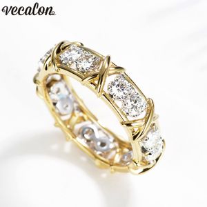 Vecalon infinity Lovers Ring 5A Zircon Cz Wedding Rings for Women men Yellow Gold Filled Bridal Engagement Band Gift