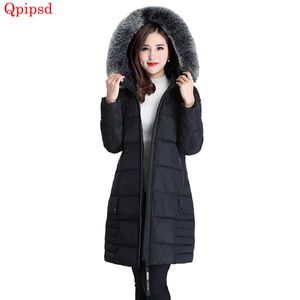 Plus size 5xl inverno longo jaqueta 2018 novos casacos de inverno mulheres grandes coleiras de pele morno mulher parka outerwear para baixo jaqueta jaqueta inverno s18101204