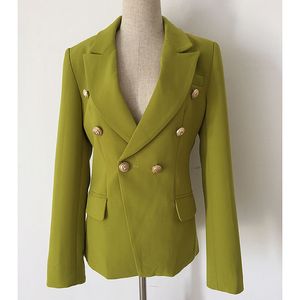 Klassischer Stil, Top-Qualität, originelles Design, zweireihiger Blazer für Damen, schmale Jacke, Mantel mit Metallschnallen, Ingwer-Blazer, Blending-Outwear