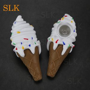 Ice Cream Silicone pipe 3 colors smoking hookah bong concentrate oil dab rig dry herb wax dabbing bongs Siliclab New product