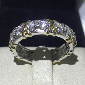 Vecalon 3 färger pärla 5a zircon cz engagemang bröllop band ring för kvinnor 10kt vit gul guld fylld kvinnlig ring