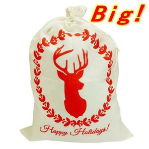 Bolsillo de originalidad de Navidad Bolsillo grande Bolsa de regalo de lino para niños felices vacaciones Bolsas de cordón Los más vendidos 9 5yf Ww