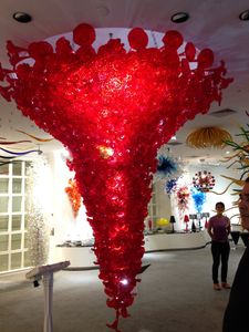 フラワーシャンデリアライトレストランホテルプロジェクト照明レッドスタイルムラノガラスシャンデリアアート装飾大ペンダントランプ