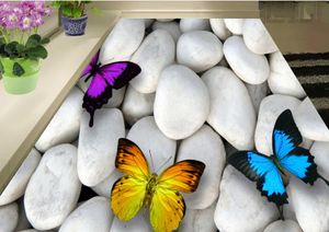Beställnings- Dekorativa sovrum Vardagsrum Självhäftande Golvmålning Golvbeläggning Cobblestone 3D Golv Bakgrund