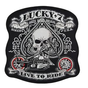 Hurtowe niestandardowe 10,5 cala ogromne haftowe plastry motocyklowe na kurtkę back MC Surport Punk Lucky 7