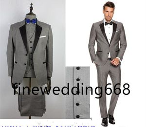 Özelleştirmek Moda Iki Düğmeler Notch Yaka Düğün Damat Smokin Erkek Takım Elbise Düğün / Balo / Akşam Yemeği En Iyi Adam Blazer (Ceket + Kravat + Yelek + Pantolon)