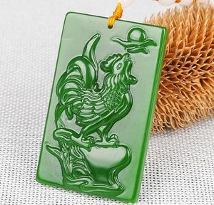 natural Jades Pendant Carving chicke flowers With Coin Women Men's Amulet jade statue Jades Jewelry Pendants+Beads Necklace Natural stone