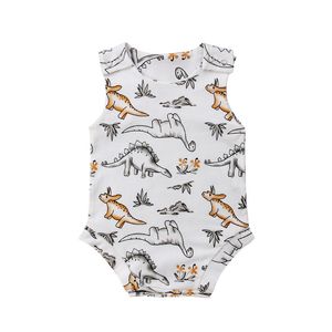 Baby pojke kläder sommar 2018 baby rompers nyfödda baby kläder spädbarn killar ärmlös dinosaur romper jumpsuit bomull casual outfits 0-24m