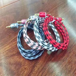 3.5mm Auxiliary Aux Extension Audio Cable Unbroken Metal Fabric Braiede Car Male Stereo Cord 1m för iPhone Samsung MP3 Speaker Tablet PC