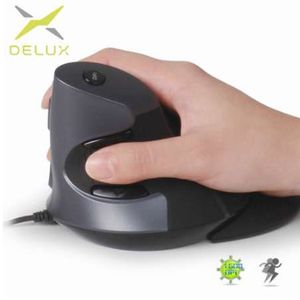 Delux M618 Ergonomic Office Vertical Mouse 6 Buttons 600 1000 1600 DPI Optical Right Hand Mice with Wrist mat For PC Laptop