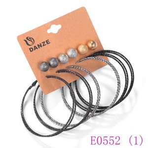 3 set Punk Style Black Gray Hoop Earring Set for Women Female Fashion Big Circle Staines Brincos Jewelry Pusety Aros E0552