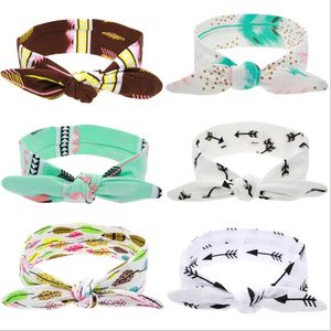 DIY Lovely Girls Bow Knot Floral Headband Hairband Rabbit Ear Feather Arrow Print Head Wrap Hair Band Accessories