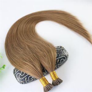 Wholesale i tipped hair extensions for sale - Group buy Medium Brown Stick tip Extensions Brazilian Human Hair Strands gram Straight Keratin I tip Human Hair Extensions