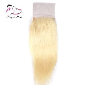 Evermagic 8A 613 Blonde Lace Closure Malaysian Peruvian Brazilian Virgin Human Hair Silky Straight 4*4 Closure Human Hair Extensions