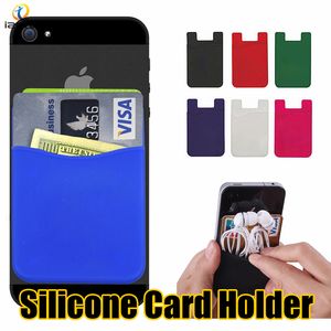 Colorful Silicone Card Set Universal Ultra Slim Soft Card Pocket for iPhone 15 14 Samsung S23 LG MOTO Huawei Cellphone Credit Card Holder