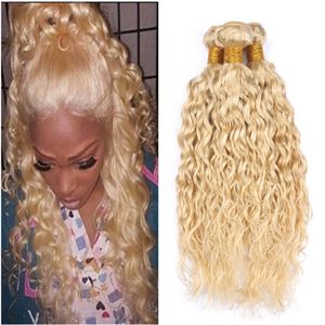 Светловолосый человек плетет 613 волна воды бразильский девственница наращивание волос 3 пучки мокрые и волнистые волосы утки для продажи