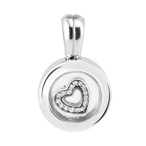 Schwimmendes Medaillon, Kristallglas, klare CZ-Perlen, Damen-Original-925-Sterling-Silber-Schmuck, passend für Silber-Charm-Armband, Großhandel C18103001