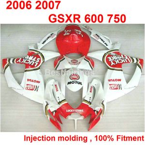 Kit carena stampaggio ad iniezione per SUZUKI GSXR600 GSXR750 2006 2007 carene bianche rosse GSXR 600 750 06 07 LK56